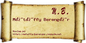 Mátéffy Berengár névjegykártya